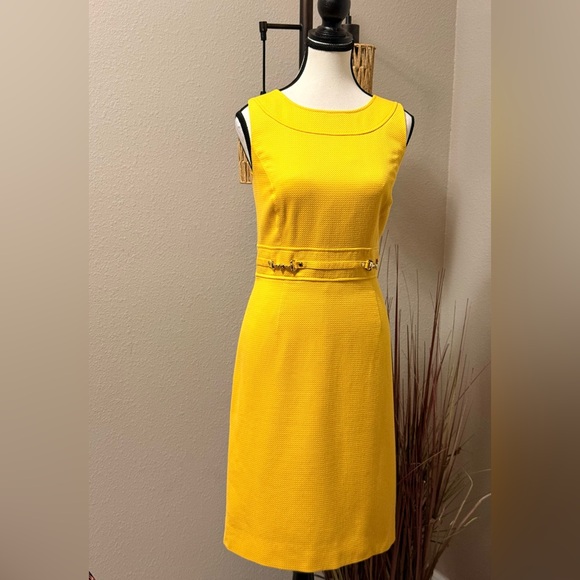 Tahari ASL Dresses & Skirts - Tahari ASL Dress Golden Yellow Textured Lined Sheath Size 8